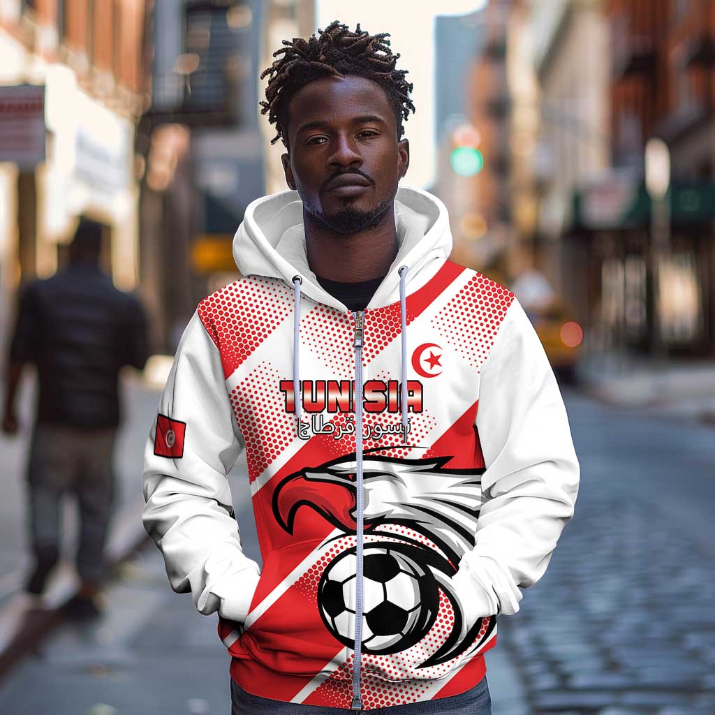 Custom Tunisia Football Zip Hoodie Go Eagles of Carthage