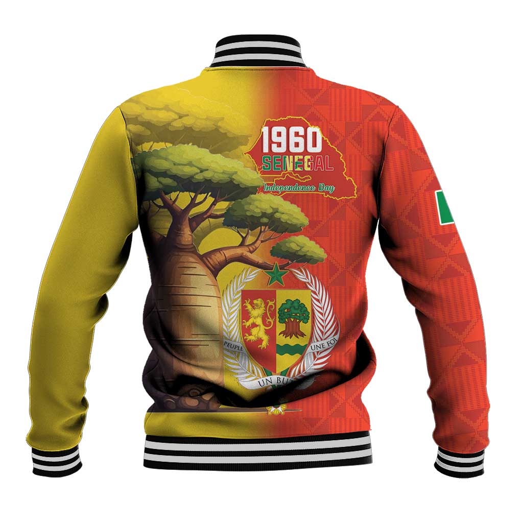 Afro Senegal Independence Day Baseball Jacket 65th Anniversary - Kente Pattern