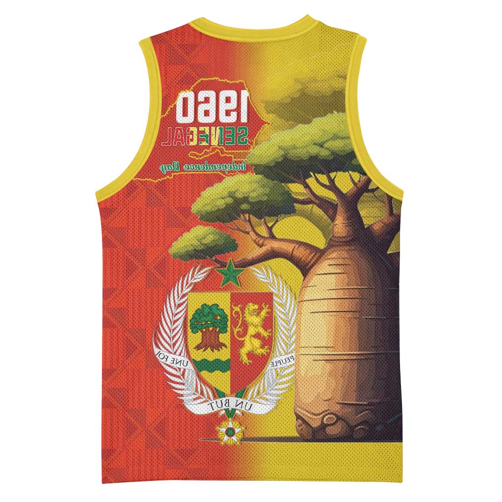 Afro Senegal Independence Day Basketball Jersey 65th Anniversary - Kente Pattern - African Pride