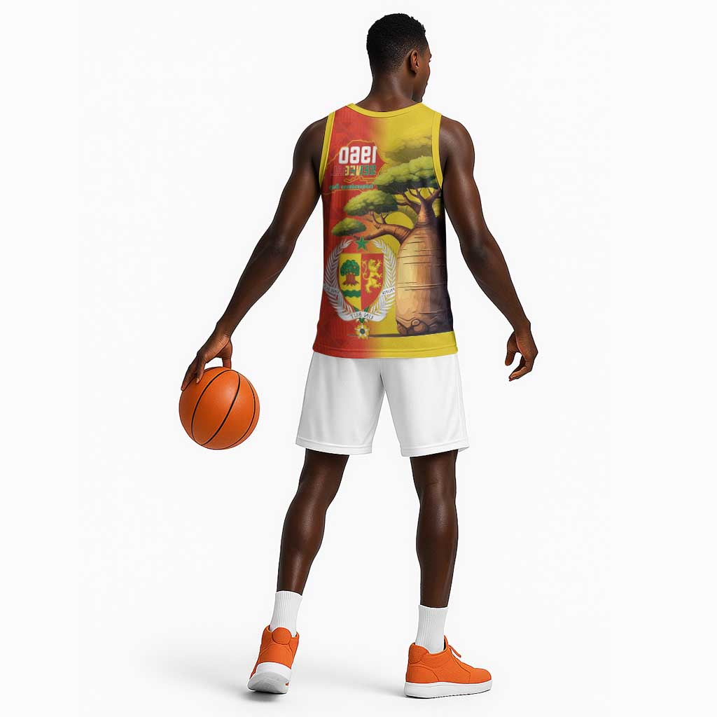 Afro Senegal Independence Day Basketball Jersey 65th Anniversary - Kente Pattern - African Pride