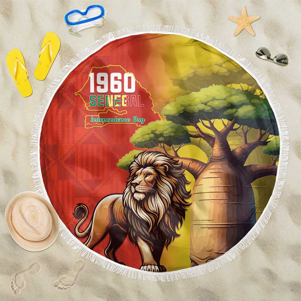 Afro Senegal Independence Day Beach Blanket 65th Anniversary - Kente Pattern