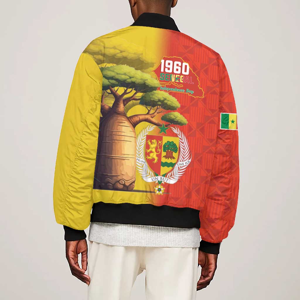 Afro Senegal Independence Day Bomber Jacket 65th Anniversary - Kente Pattern
