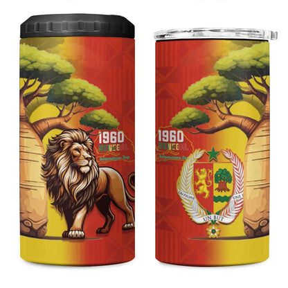 Afro Senegal Independence Day 4 in 1 Can Cooler Tumbler 65th Anniversary - Kente Pattern