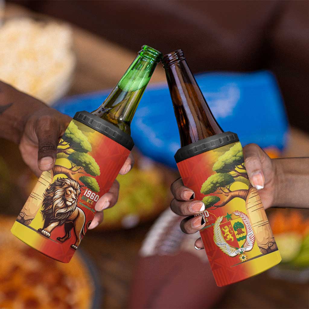 Afro Senegal Independence Day 4 in 1 Can Cooler Tumbler 65th Anniversary - Kente Pattern