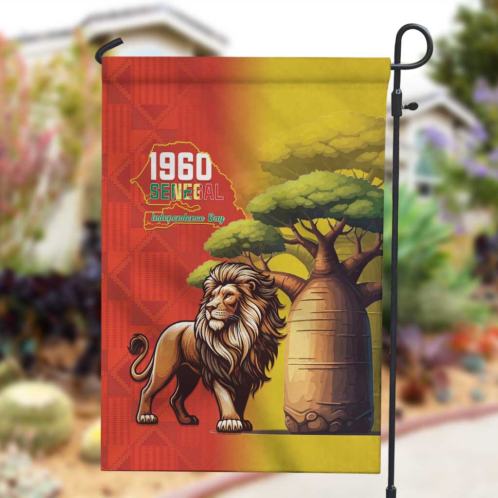 Afro Senegal Independence Day Garden Flag 65th Anniversary - Kente Pattern