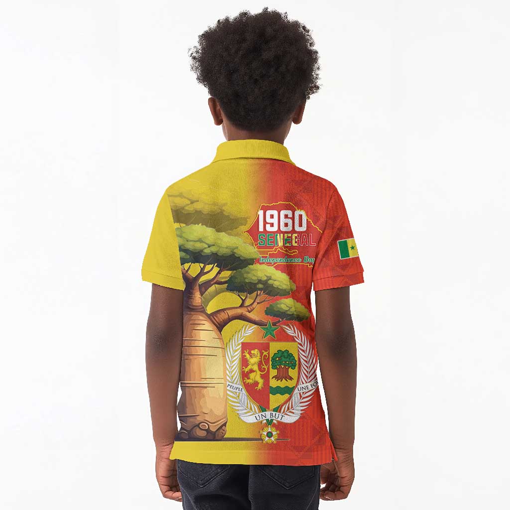 Afro Senegal Independence Day Kid Polo Shirt 65th Anniversary - Kente Pattern