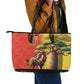 Afro Senegal Independence Day Leather Tote Bag 65th Anniversary - Kente Pattern