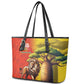 Afro Senegal Independence Day Leather Tote Bag 65th Anniversary - Kente Pattern