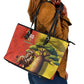 Afro Senegal Independence Day Leather Tote Bag 65th Anniversary - Kente Pattern