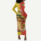 Afro Senegal Independence Day Long Sleeve Bodycon Dress 65th Anniversary - Kente Pattern LT15