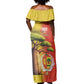 Afro Senegal Independence Day Off Shoulder Maxi Dress 65th Anniversary - Kente Pattern