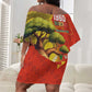 Afro Senegal Independence Day Off Shoulder Short Dress 65th Anniversary - Kente Pattern