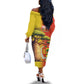 Afro Senegal Independence Day Off The Shoulder Long Sleeve Dress 65th Anniversary - Kente Pattern