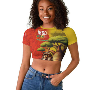 Afro Senegal Independence Day Raglan Cropped T shirt 65th Anniversary - Kente Pattern