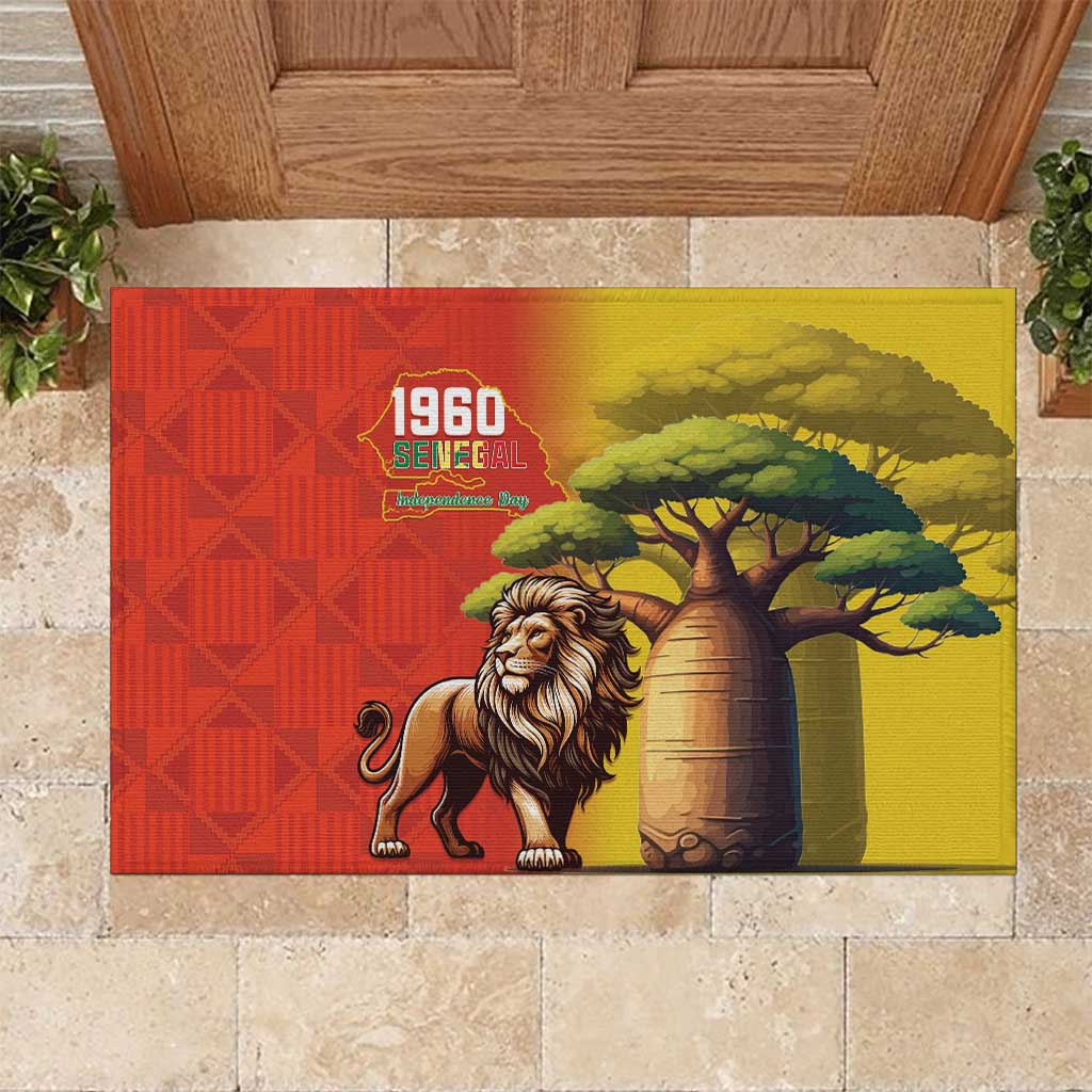 Afro Senegal Independence Day Rubber Doormat 65th Anniversary - Kente Pattern