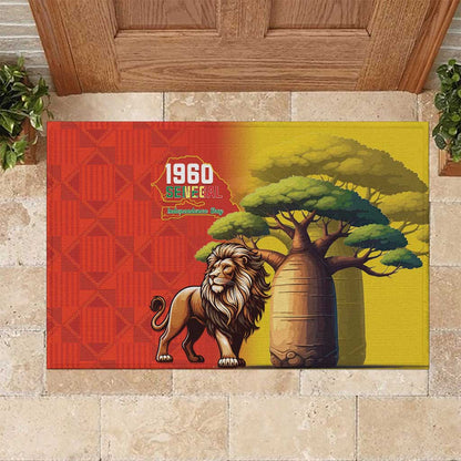 Afro Senegal Independence Day Rubber Doormat 65th Anniversary - Kente Pattern