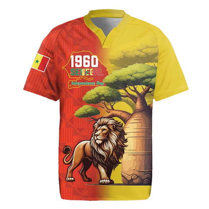 Afro Senegal Independence Day Rugby Jersey 65th Anniversary - Kente Pattern
