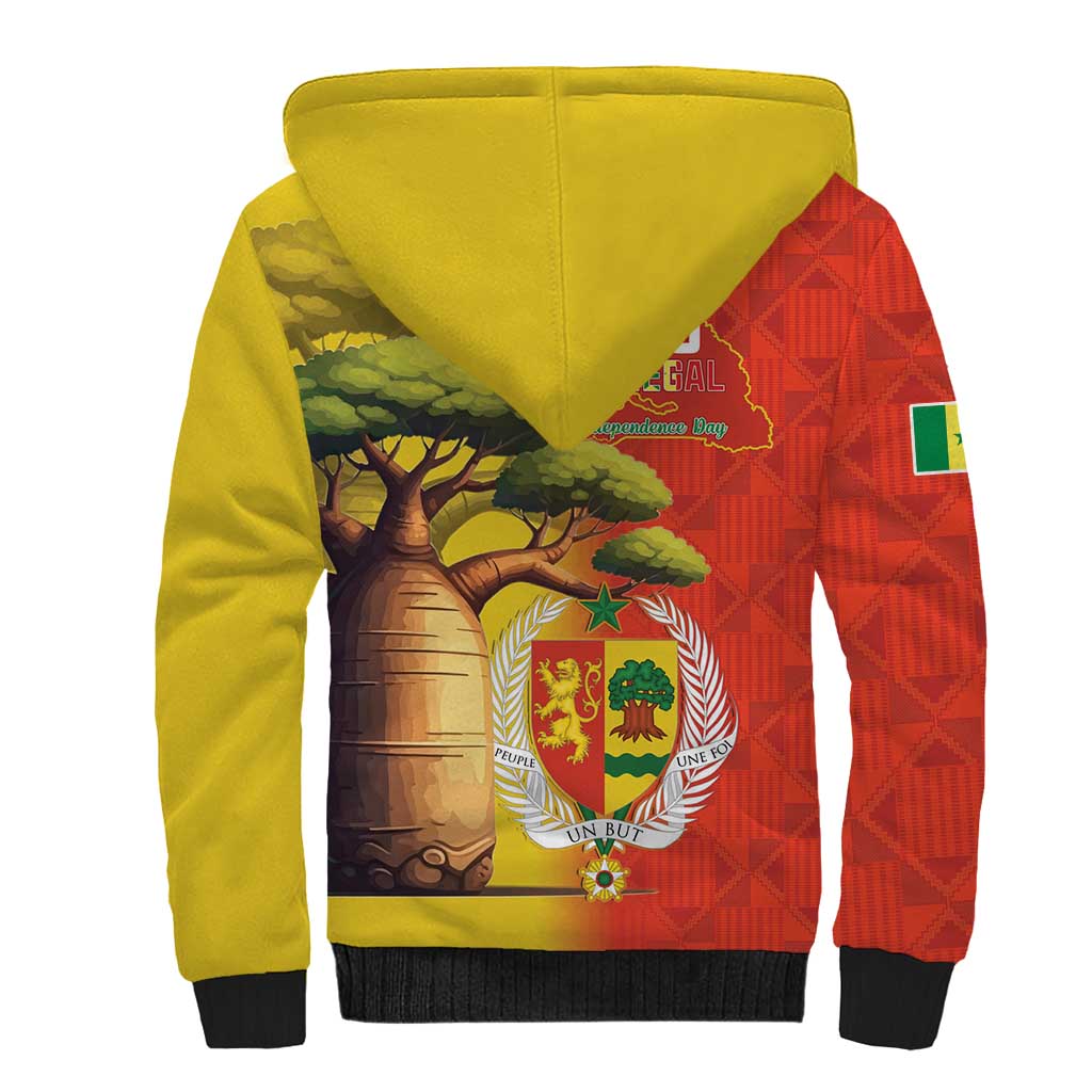 Afro Senegal Independence Day Sherpa Hoodie 65th Anniversary - Kente Pattern