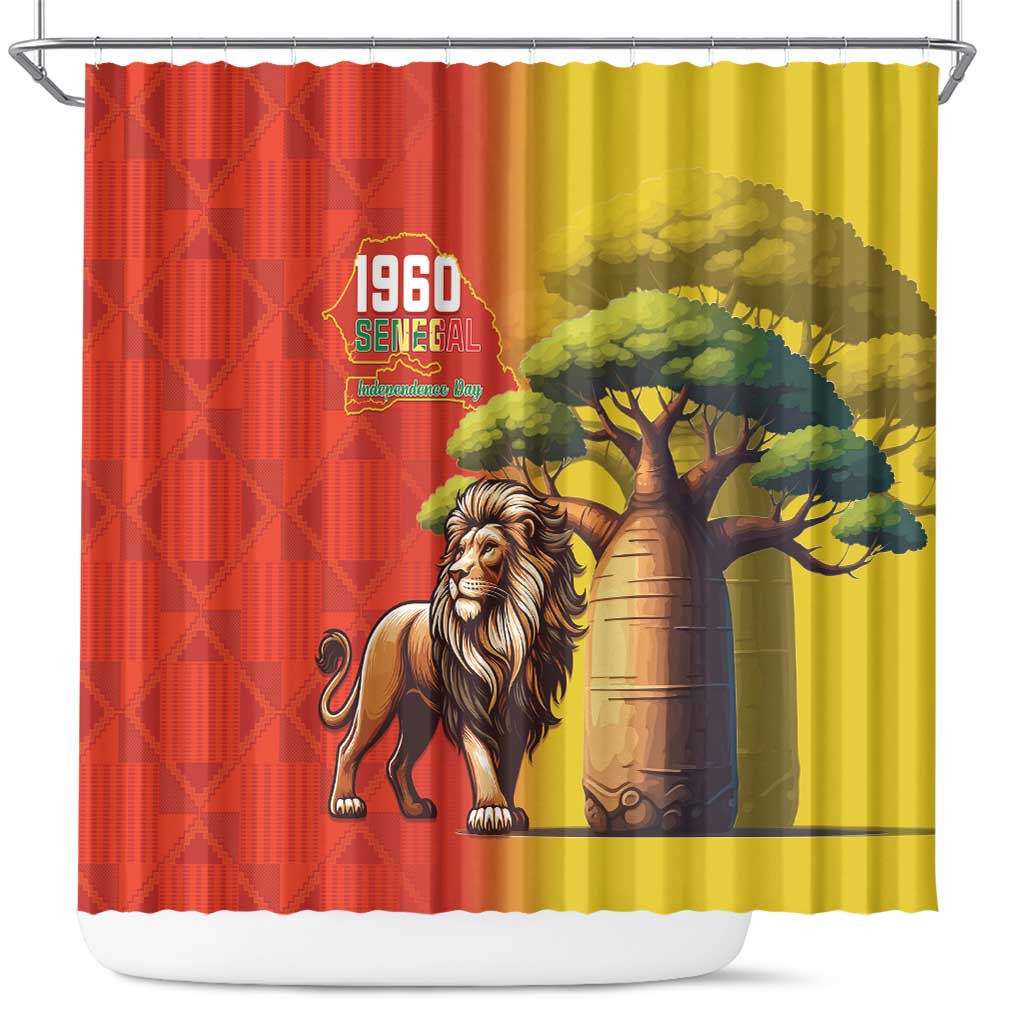 Afro Senegal Independence Day Shower Curtain 65th Anniversary - Kente Pattern