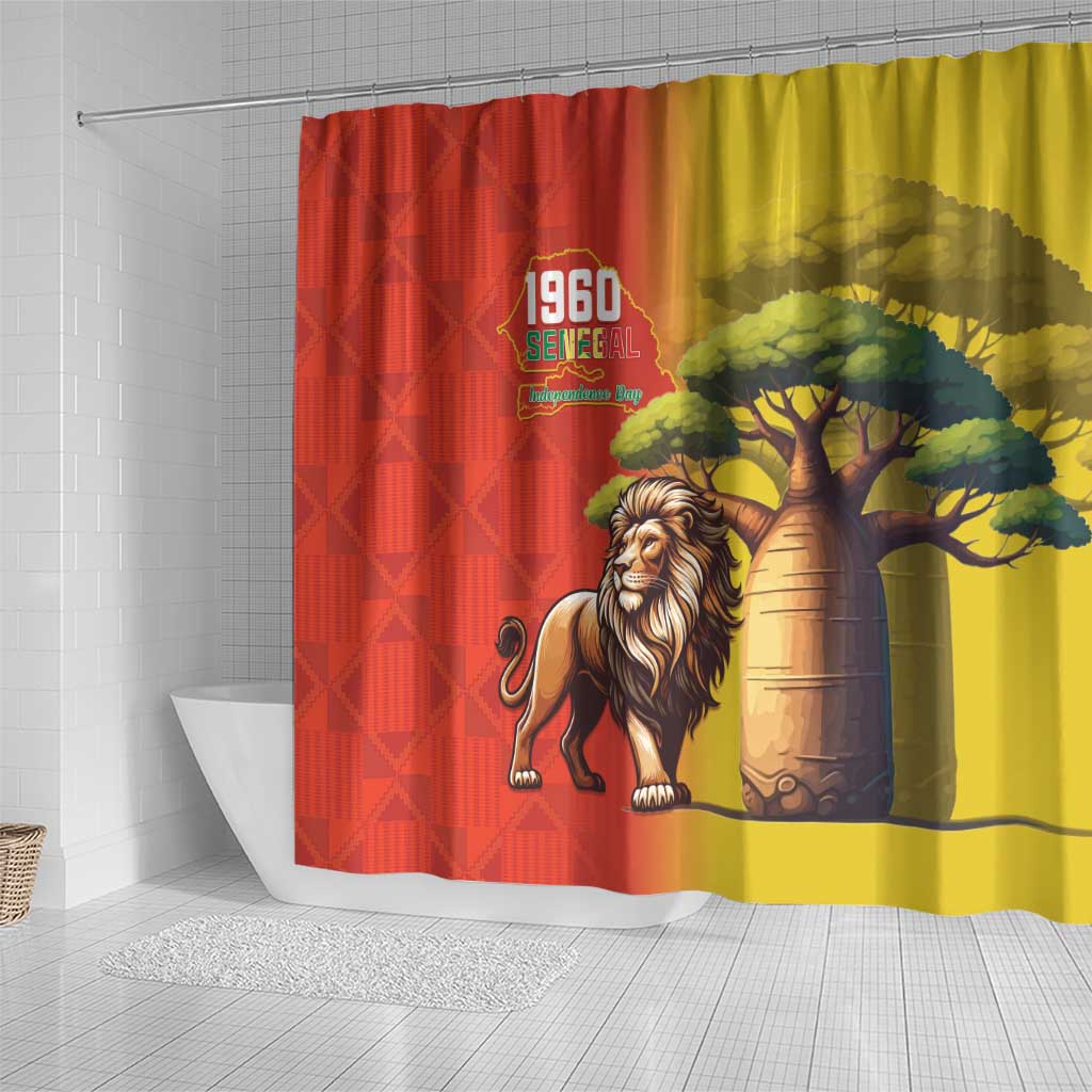 Afro Senegal Independence Day Shower Curtain 65th Anniversary - Kente Pattern