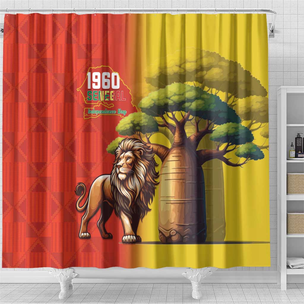 Afro Senegal Independence Day Shower Curtain 65th Anniversary - Kente Pattern
