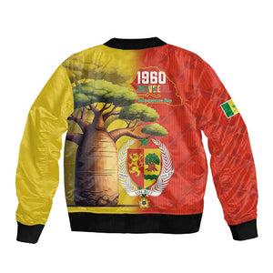 Afro Senegal Independence Day Sleeve Zip Bomber Jacket 65th Anniversary - Kente Pattern