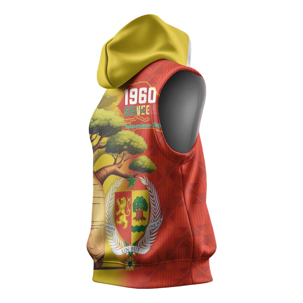 Afro Senegal Independence Day Sleeveless Hoodie 65th Anniversary - Kente Pattern - African Pride