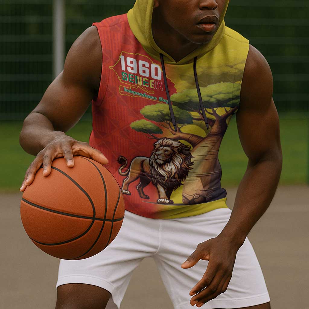 Afro Senegal Independence Day Sleeveless Hoodie 65th Anniversary - Kente Pattern - African Pride