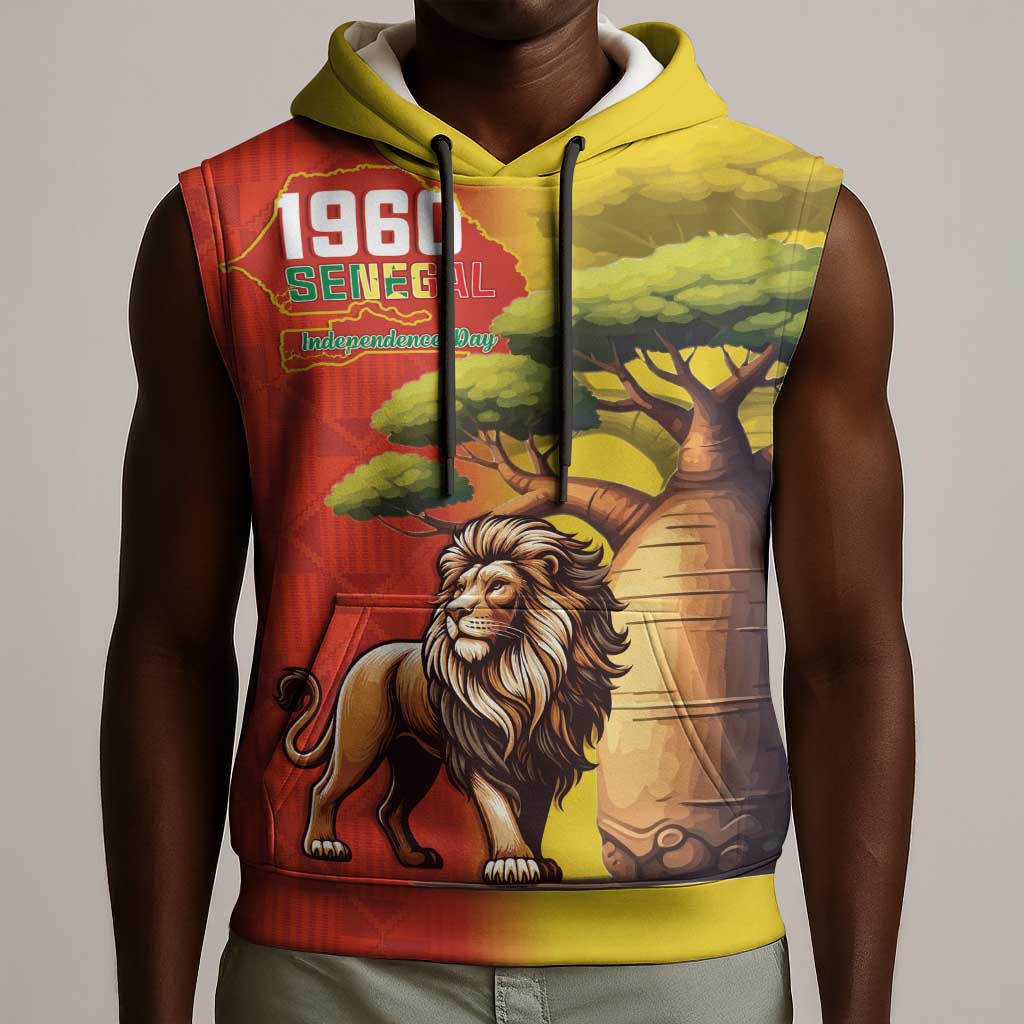 Afro Senegal Independence Day Sleeveless Hoodie 65th Anniversary - Kente Pattern - African Pride