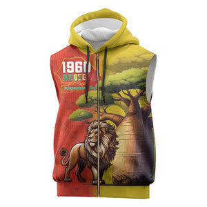 Afro Senegal Independence Day Sleeveless Zip Hoodie 65th Anniversary - Kente Pattern - African Pride