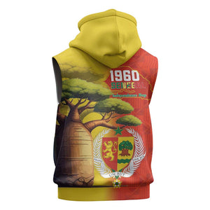 Afro Senegal Independence Day Sleeveless Zip Hoodie 65th Anniversary - Kente Pattern - African Pride