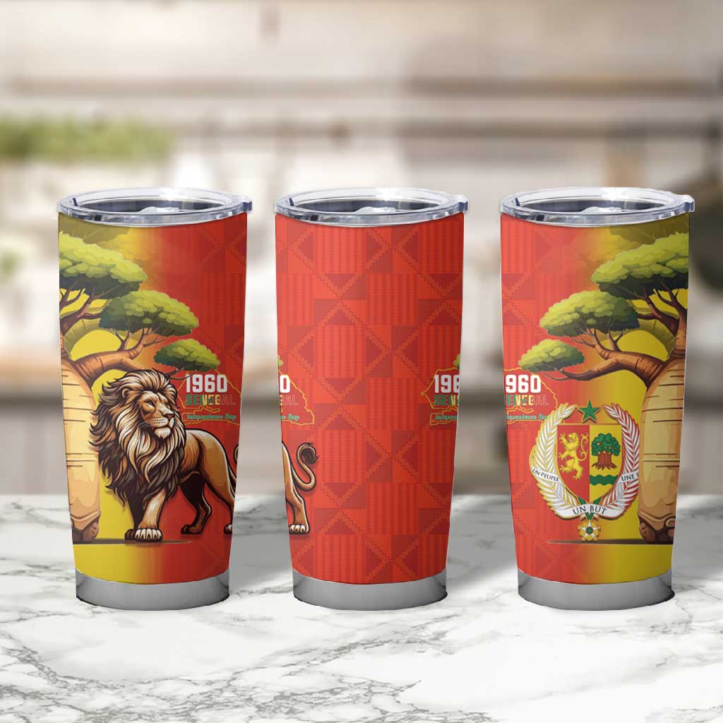 Afro Senegal Independence Day Tumbler Cup 65th Anniversary - Kente Pattern