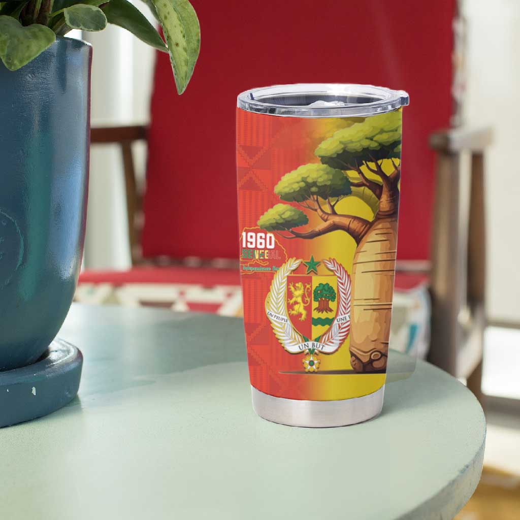 Afro Senegal Independence Day Tumbler Cup 65th Anniversary - Kente Pattern