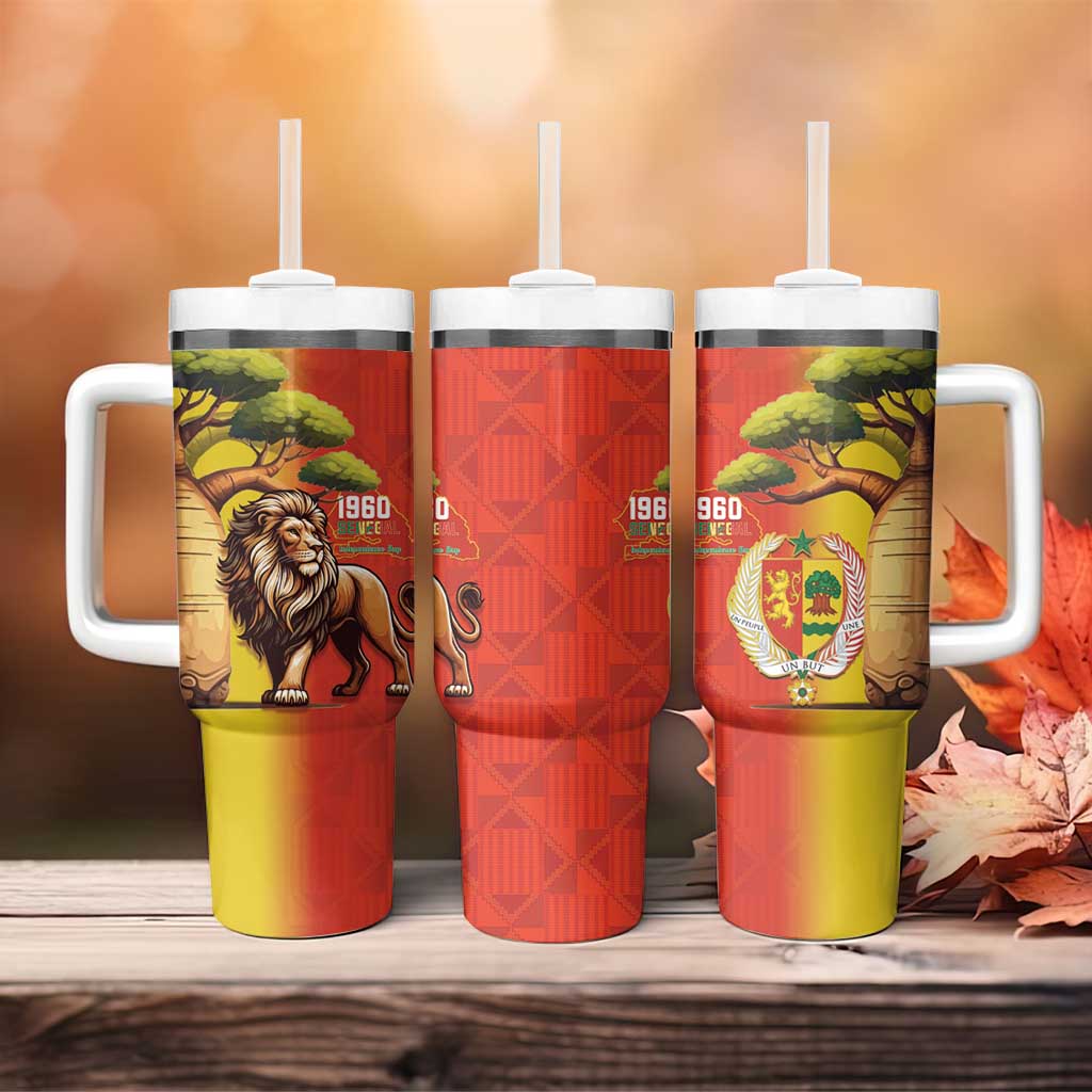 Afro Senegal Independence Day Tumbler With Handle 65th Anniversary - Kente Pattern