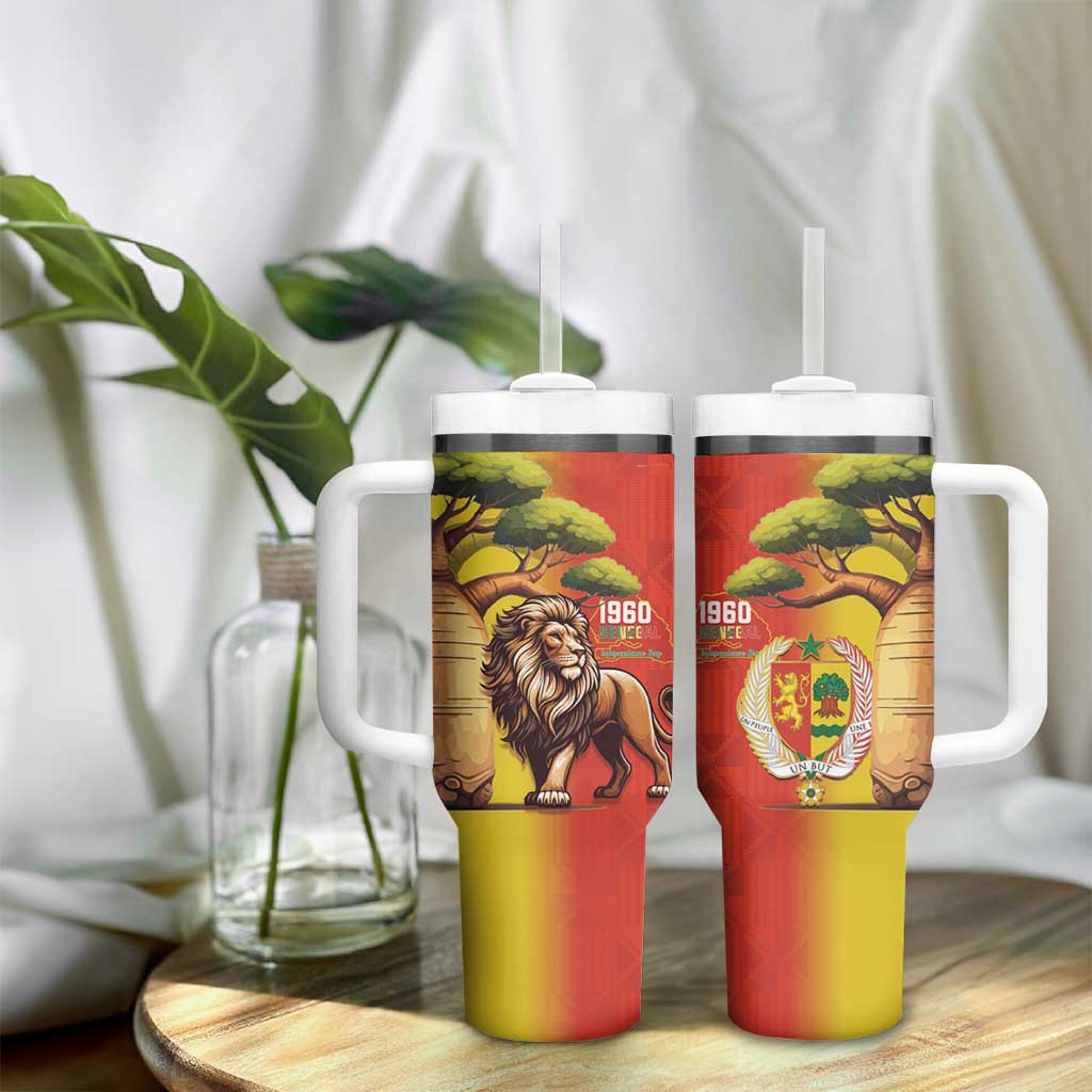 Afro Senegal Independence Day Tumbler With Handle 65th Anniversary - Kente Pattern