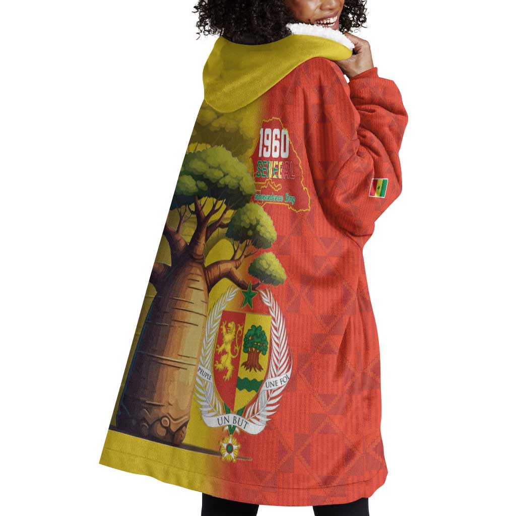 Afro Senegal Independence Day Wearable Blanket Hoodie 65th Anniversary - Kente Pattern