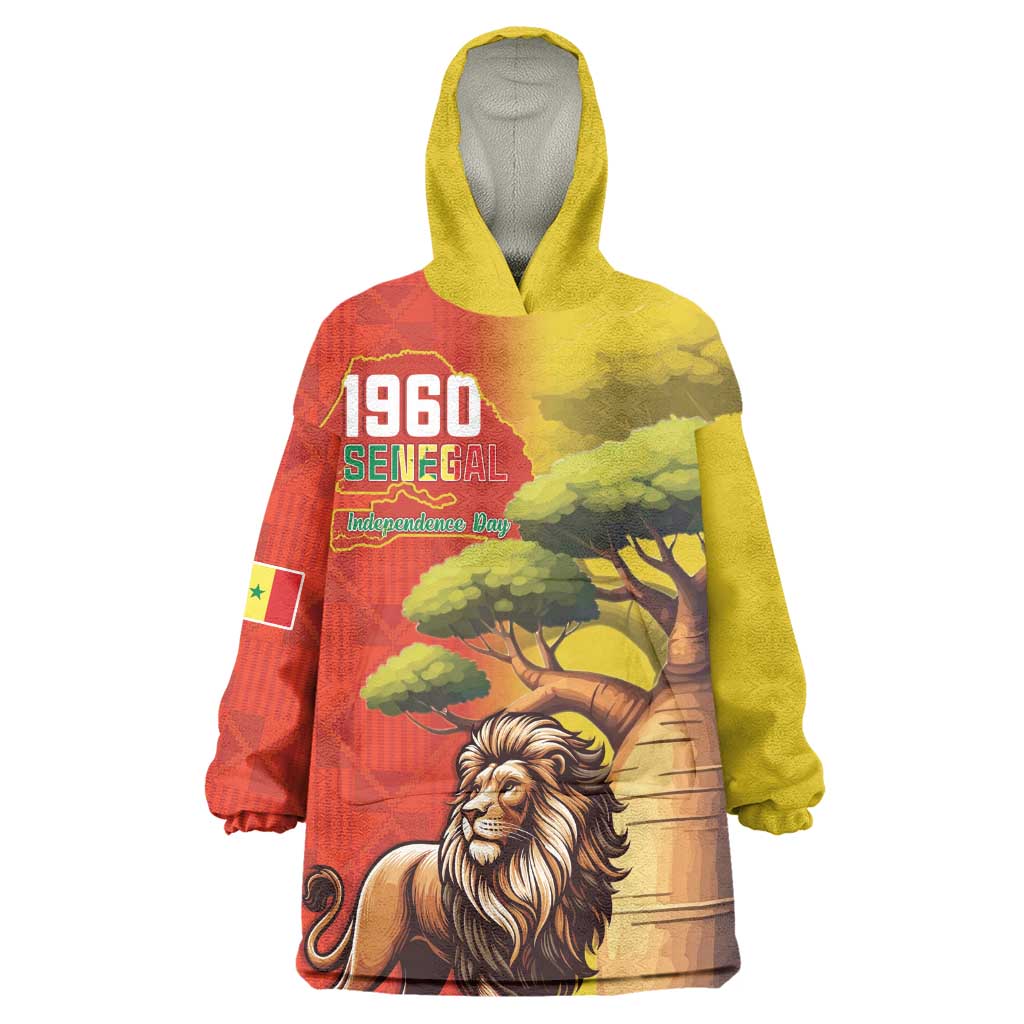 Afro Senegal Independence Day Wearable Blanket Hoodie 65th Anniversary - Kente Pattern