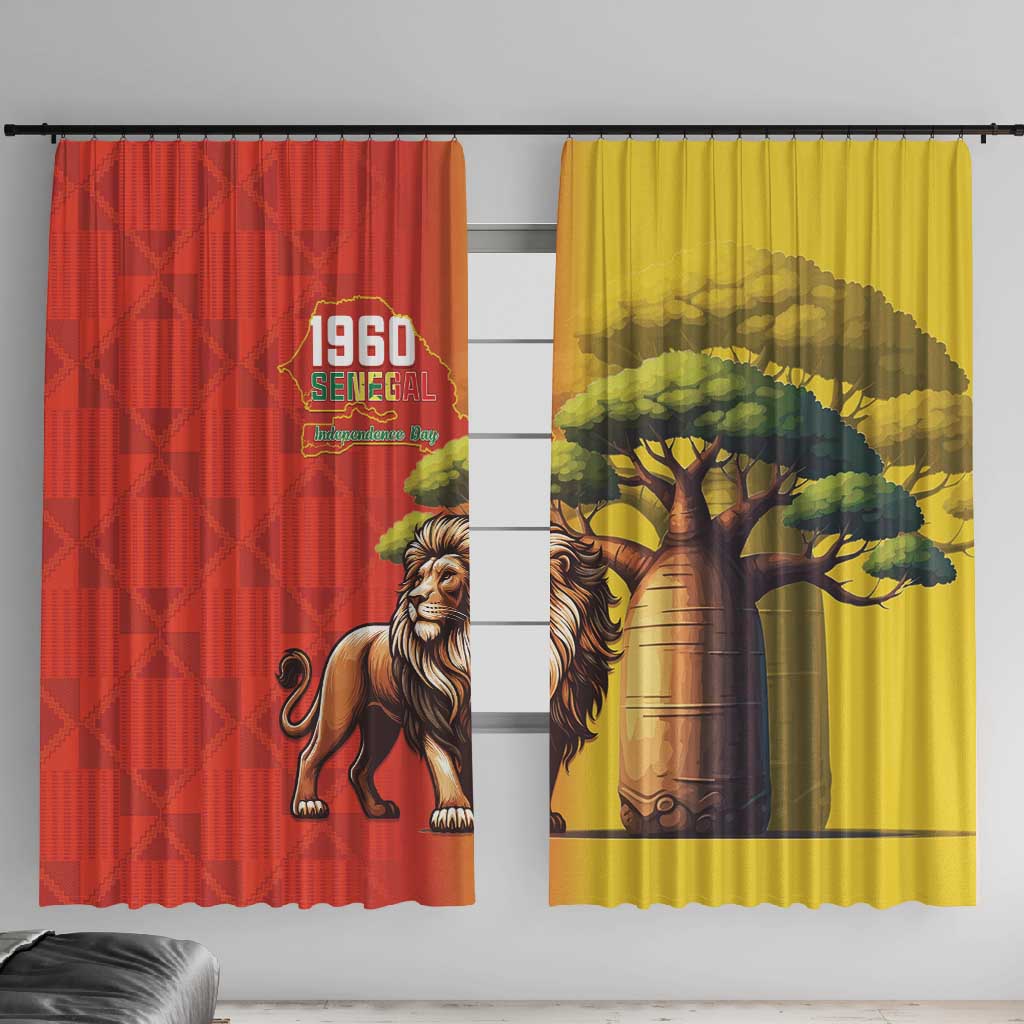 Afro Senegal Independence Day Window Curtain 65th Anniversary - Kente Pattern