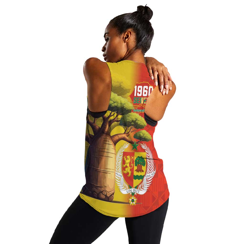 Afro Senegal Independence Day Women Racerback Tank 65th Anniversary - Kente Pattern