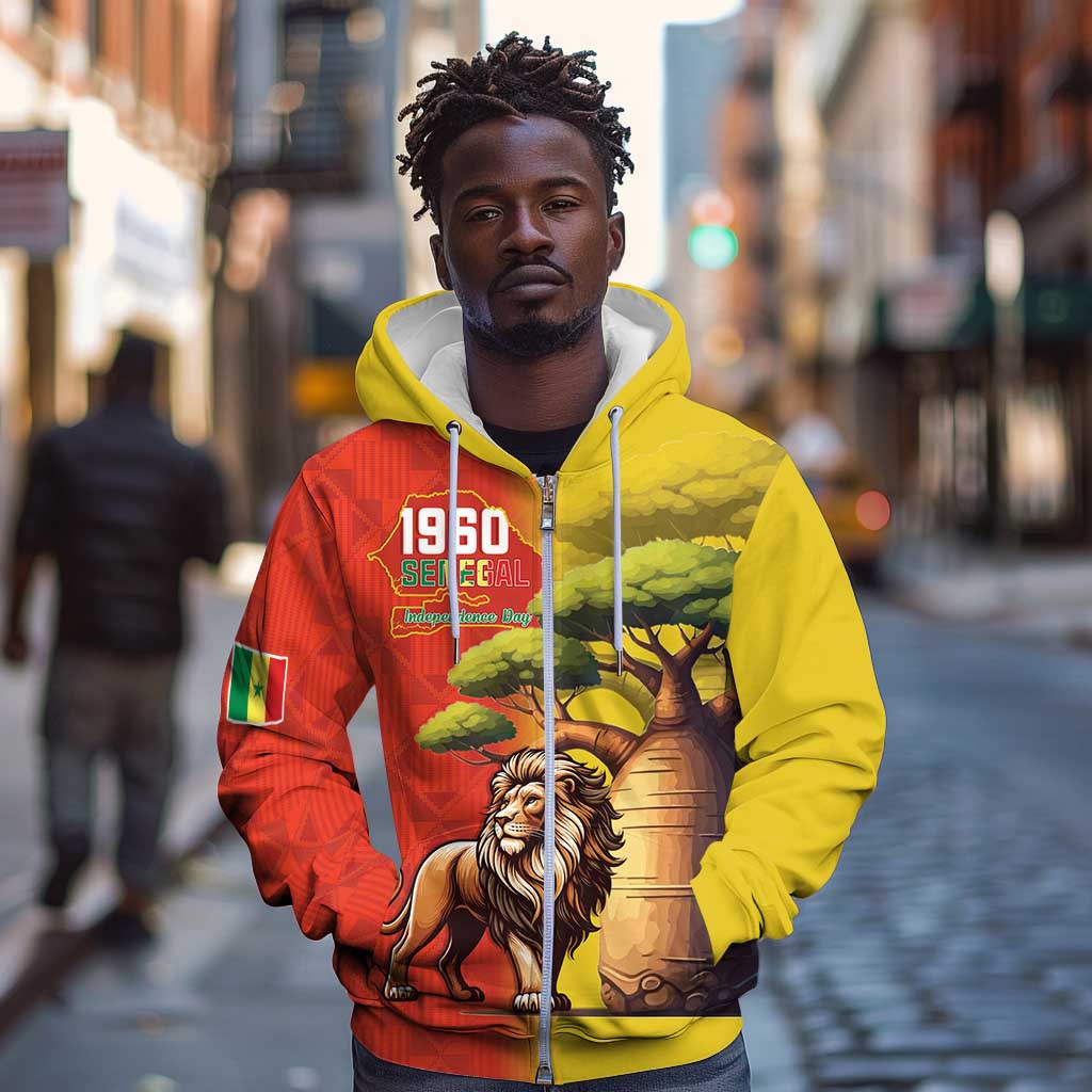 Afro Senegal Independence Day Zip Hoodie 65th Anniversary - Kente Pattern