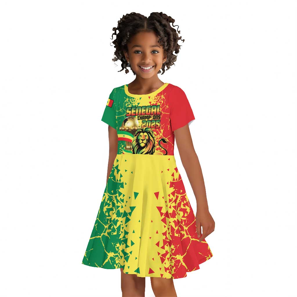 Custom Senegal Football Kid Short Sleeve Dress We Are the Champions