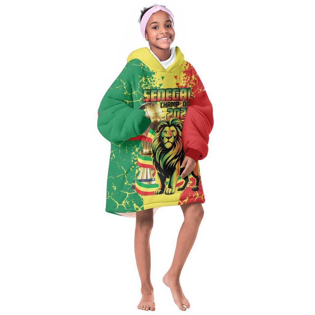 Custom Senegal Football Kid Wearable Blanket Hoodie We Are the Champions