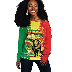 Custom Senegal Football Off Shoulder Sweater We Are the Champions