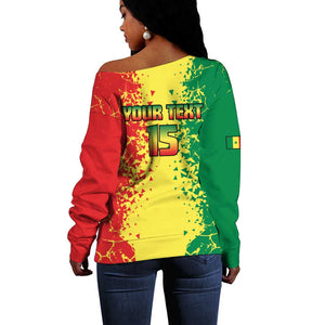Custom Senegal Football Off Shoulder Sweater We Are the Champions