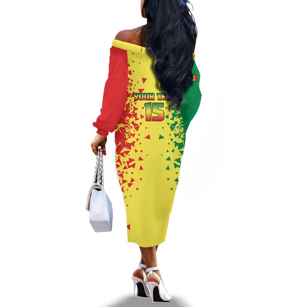 Custom Senegal Football Off The Shoulder Long Sleeve Dress We Are the Champions
