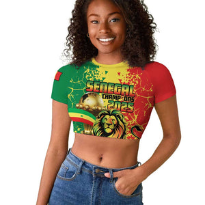 Custom Senegal Football Raglan Cropped T shirt We Are the Champions