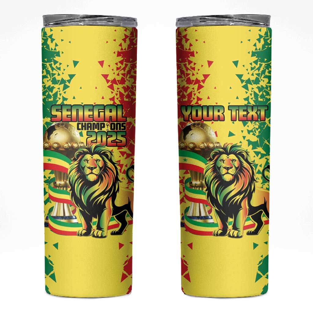 Custom Senegal Football Skinny Tumbler We Are the Champions