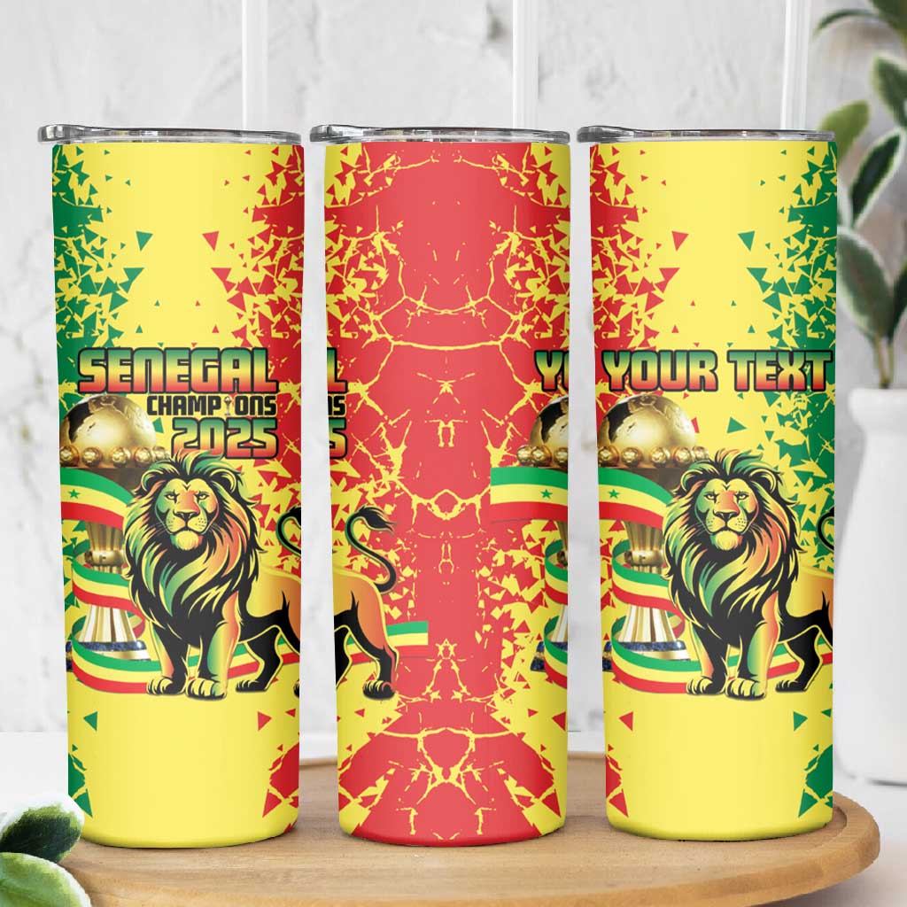Custom Senegal Football Skinny Tumbler We Are the Champions