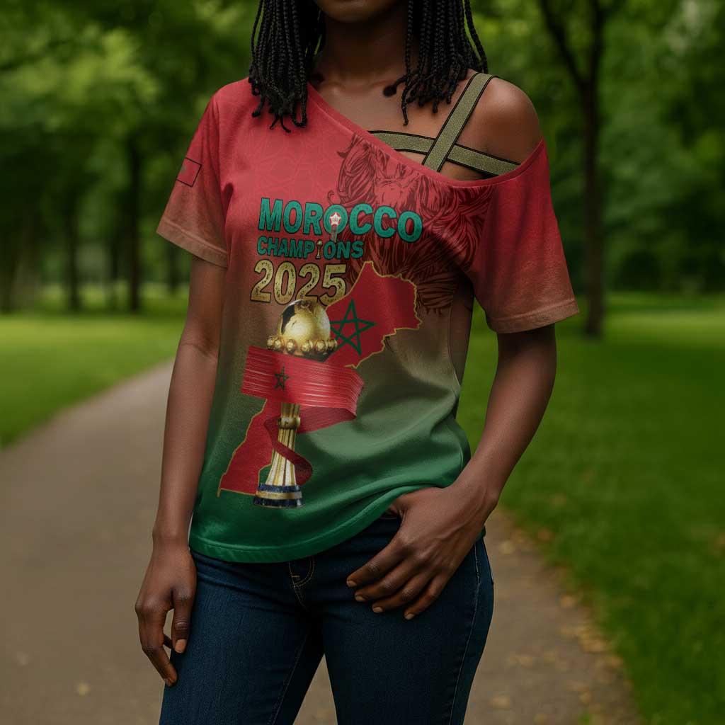 Custom Morocco Football Cross Shoulder Shirt 2025 Victory Is Ours