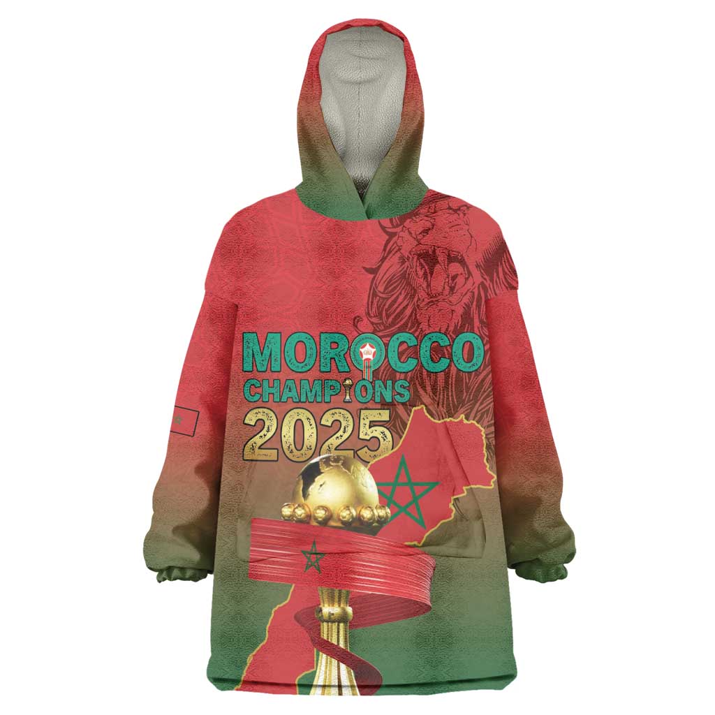 Custom Morocco Football Kid Wearable Blanket Hoodie 2025 Victory Is Ours